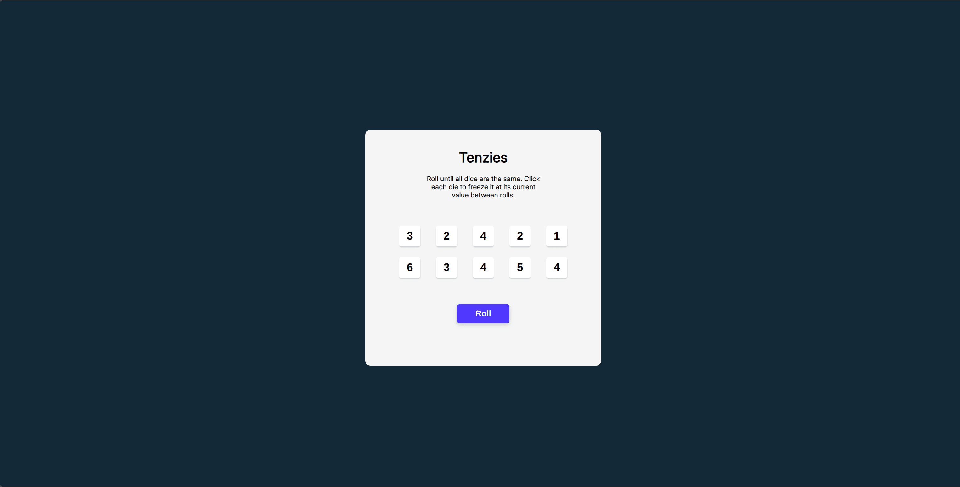Tenzies game screenshot