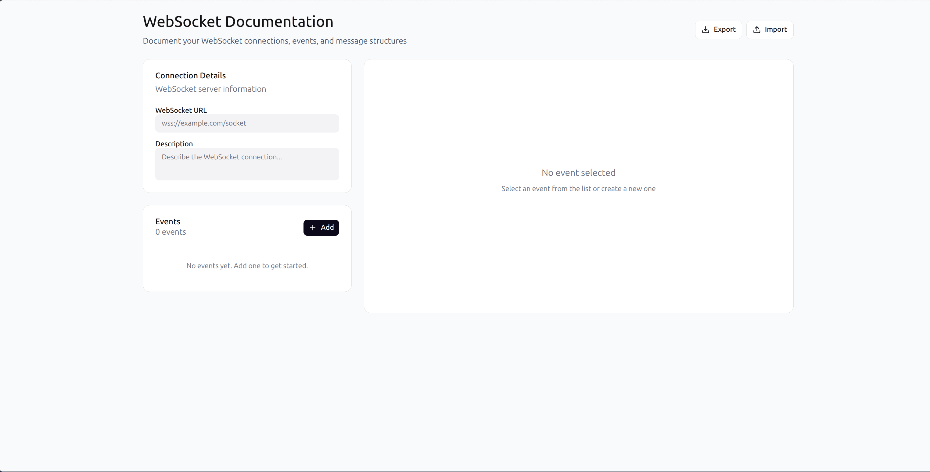 WebSocket Docs tool screenshot
